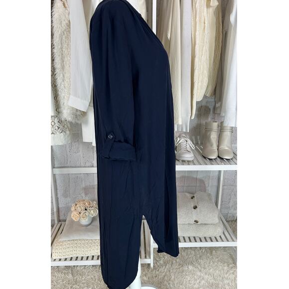 Alex & Lili Women's Size S Navy Hi-Low T Roll Tab Sleeve Shirt Dress #0271 - Picture 4 of 16